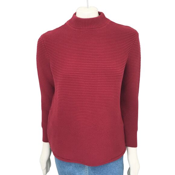 UNIF x URBAN OUTFITTERS Rib Knit Side zip Mock Neck Chunky Sweater in Red SZ L - Picture 1 of 12